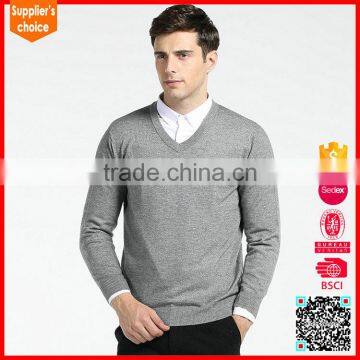 Classic solid color long sleeve casual cotton pullover men solid color knit sweater