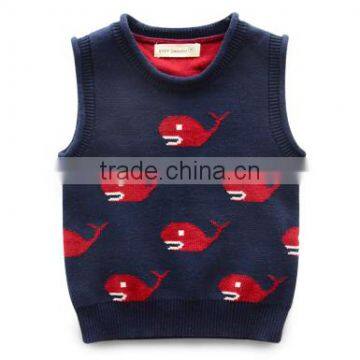 Organic Cotton Baby Clothing Children Knitting Fish Pattern Sweater Infant Knit Vest Sweater photo-2