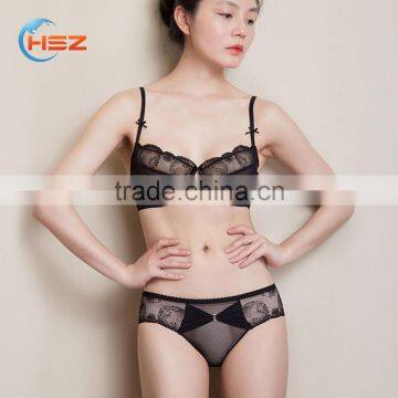 HSZ-28805 Girls Underwear Comfortable 3/4 Bra Cup New Design 2017 Sexy Model Bra Free Samples Latest Fashion Panty Lingerie