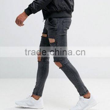 Slim Fit Straight Cut Knee Ripped Acid Wash Jeans Trousers for Men photo-4