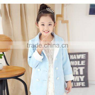5-11 Years Old Kids Lovely Princess Trench Long Coat Synthetic Suede Dust Coat photo-4