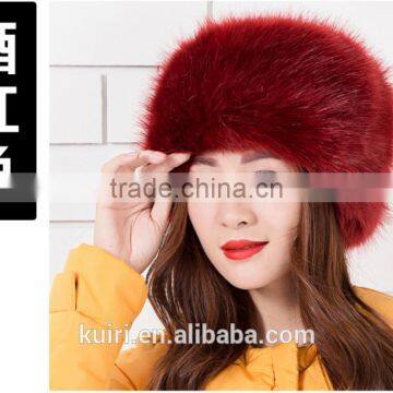 Woman and man fashion fox faux fur russian hats with satin lining/Round top unisex winter cap hats