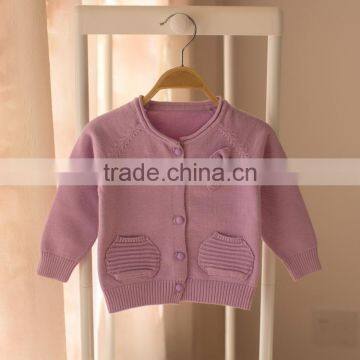 S32897W Kids Sweater Knitted Sweater Girls Sweater Beading Neck Kids Cardigan