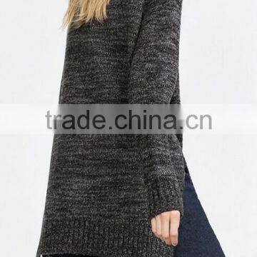 EY0847S Loose Size Turtleneck Side Slit Sweater Women photo-3