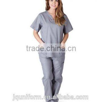 Women's Contrast Scallop Medical Hospital Nursing Uniform Scrubs Set Top & Pants photo-4