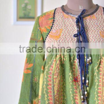 Vintage Kantha Kediyu Style Jacket in Beautiful Vintage Colors ~ Medium photo-2