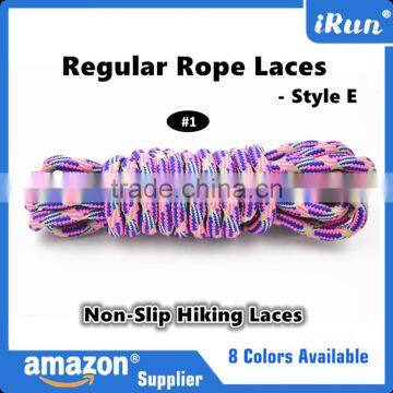 8 Colors Available - Regular Thick Strong Rope Non-Slip Hiking Laces - Custom Sneakers Skating Strings Coiled Lace - Orange/Grey photo-2