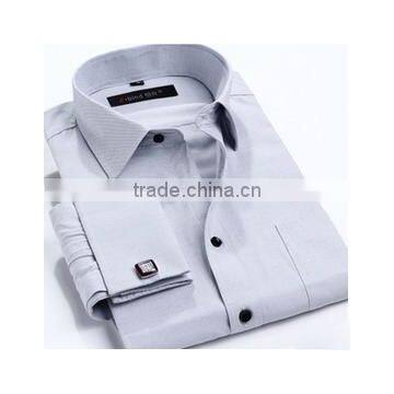 Cotton yarn dyed shirt grey fabric latest shirt designs for men solid color work blank t-shirt
