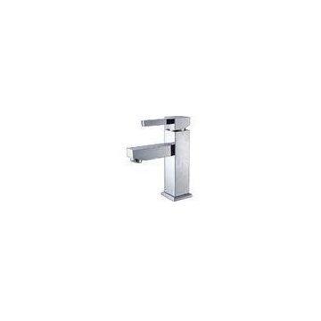 Single Lever Deck Mounted Square Basin Tap Faucets , Single Handle Square Mixer Tap