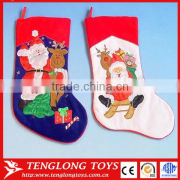 High Quality Christmas Decoration Embroider Santa Claus Socks