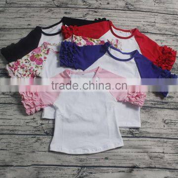 In Stock half sleeve icing raglan ruffle tee shirts baby girls M7041602