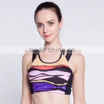 Breathable Women Fitness Shockproof Bra Printed Yoga Bra