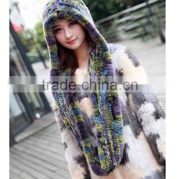 SJ780 Classic Design Hot Sale Animal Fur Scarf Hat Set