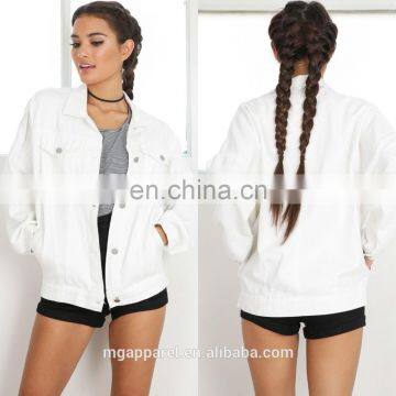 Custom Wholesale 100% Cotton plain white denim jacket for women