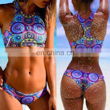 Factory wholesale attractive designer pictures multi-color two pieces bikini beachwear