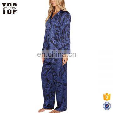 Chinese Clothing Manufacturers Woman Customized Print Satin Pajamas Sleepwear photo-2