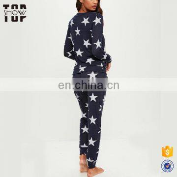 OEM factory star print navy sleepwear loungewear women in pajamas