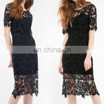 Latest woman lace dress in black color full lace design