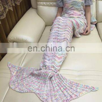 New Arrival Spring Winter Mermaid Tail Sofa Blanket Super Soft Warm Handmade Crocheted Blanket Knitting Wool For Adult photo-5
