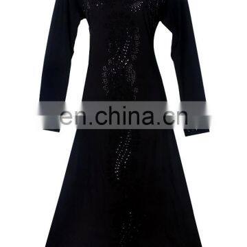 Womens's Black Colour Lycra(Stretchable) Black Stone Embroidery Work Beautiful Rick Looking Burkha photo-2