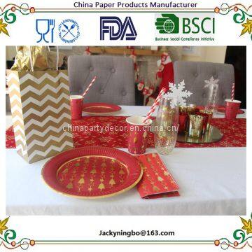 Ningbo PartyKing Metallic Foil Gold Tableware Baby Shower Wedding Decoration Birthday Party Paper Tableware Paper Plates Cups Straws photo-4