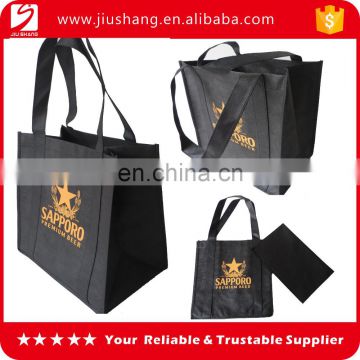 Customized design non-woven fabric black tote foldable shopping bag