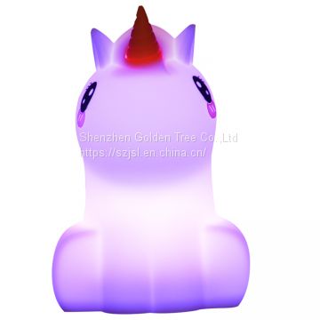 Children Unicorn 3D LED Night Lights,Multicolor Silicone Soft Baby Lamps