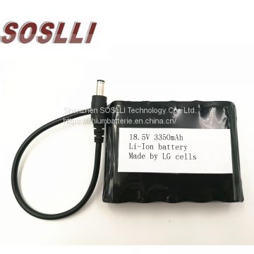 ISO factory 18.5V 3350mAH  lithium Ion battery pack made by 18650 brand cell