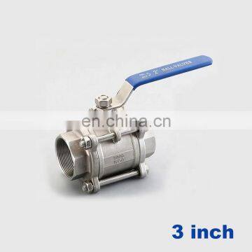 GOGO High Quality Type 3PC Stainless Steel Switch Ball Valve 3 Inch BSP Female Thread DN80 SS304 201 316 2 Way Water Ball Valve
