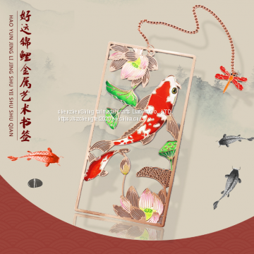 Koi lotus bookmark Chinese style classical bookmark bookmark maker