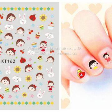 3D cartoon kids wholesales nail sticker for children back adhesive decal decoration nail sticker