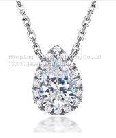 Teardrop surrounded by diamond necklace