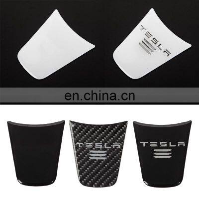 Carest Carbon Fiber Steering Wheel Cover For Tesla Model 3 Y Accessories Interior Decoration Protector Patch Three Car Stickers photo-3