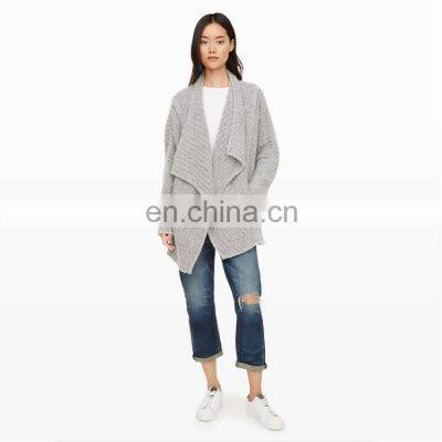 Woolen Knitted Grey Cardigan Womens Jacket