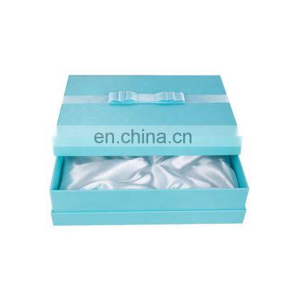 High-end Design Art Paper Cover and Base Box with Ribbon Bowknot Satin Incert Paper Gift Packaging Boxes for Jewelry