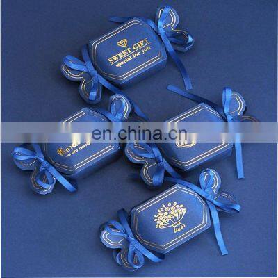 Exquisite Blue Candy Box Sweet Gift Paper Box for Wedding Chocolate Box With Ribbon Seal photo-2
