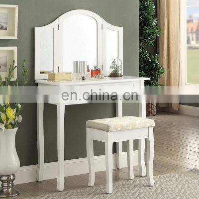 Furniture Sunny White Wooden Vanity Make Up Table and Stool Set