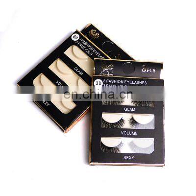 Custom logo transparent eyelash box packaging plain box of 3 pairs lashes drawer package