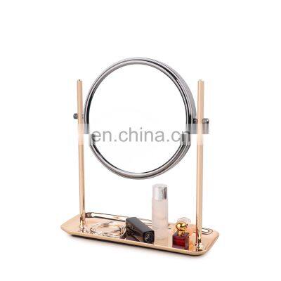 Popular two side magnifying make up mirror with storage desktop mirrors wholesale bathroom small cosmetic mirror