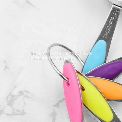Eco Friendly 10pcs Stainless Steel Silicone Handle Measuring Cup and Measuring Spoon Baking Tools for Tea Coffee Kitchen photo-3