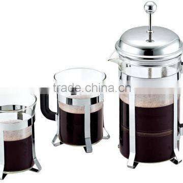 chrome plated Coffee French Press Sets, French Press Set With Cup 200ml