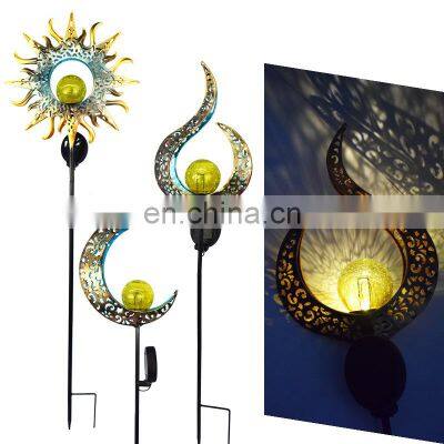 Solar Flame Light Metal LED Garden Light Sun Moon LED Torch Light Flame Solar Lawn Decorative Lamp