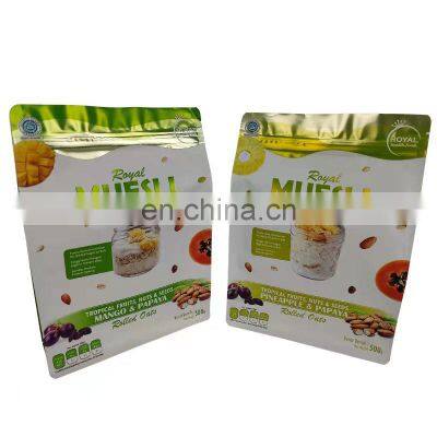 Factory Custom Printed bocadillos de frutas y verduras UV printing flat bottom reusable snack bag