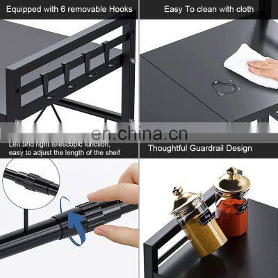 Extendable Heavy Duty Metal Pantry Shelf Space Riser Stand Storage Organizer Adjustable Microwave Oven Rack for Kitchen Counter photo-4
