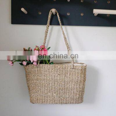 Hand woven from twisted Seagrass Bag, Natural Beach Bag, Tote Bag Round Straw Summer basket Vietnam Supplier