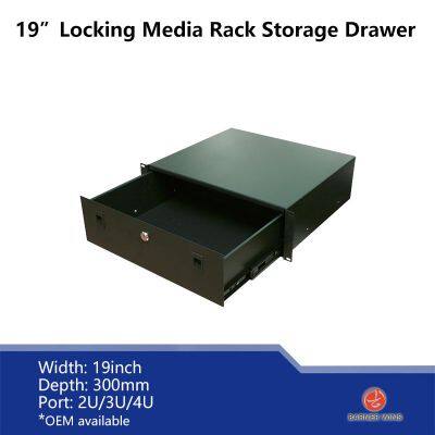 Factory manufacture 19inch Rack Locking Drawer for Media Rack Storage