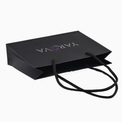 Custom Logo Luxury Large Packaging Shopping Black Paper Gift Bags with Handle