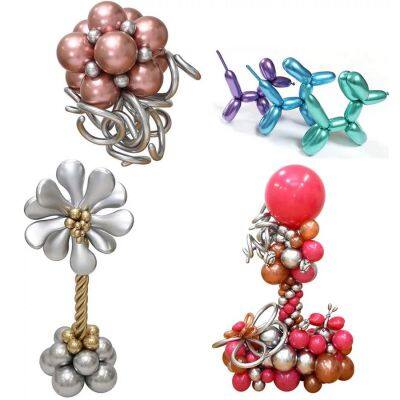 Metallic Long Balloon Animal Flower Maker Chrome Twist Balloons Arch for Party Decoration Metal Ballons Latex Magic Balloon photo-2