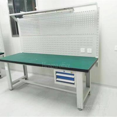 Industrial Laboratory Workbench for Electronic Component Assembly, ESD Safe Workstation With Multi-layer Shelves & LED Lighting, Long Life Service