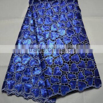 L399-8 last design High quality double organza Korea embroidery lace fabric with many sequnce